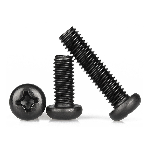 DIN 7985 Koolstofstalen machineschroef met kruisgleuf, pankop, zwarte afwerking